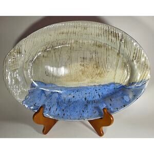 Signed Foley Studio Pottery Oval Platter 13.5" Handcrafted Stoneware